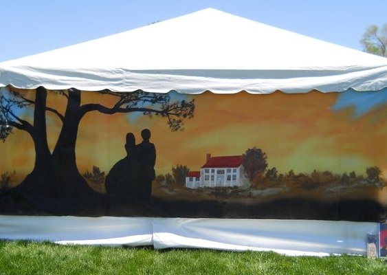 Our tent site mural Gone With The Wind theme painted by Dee Graeber Pattersons husband, Don.
