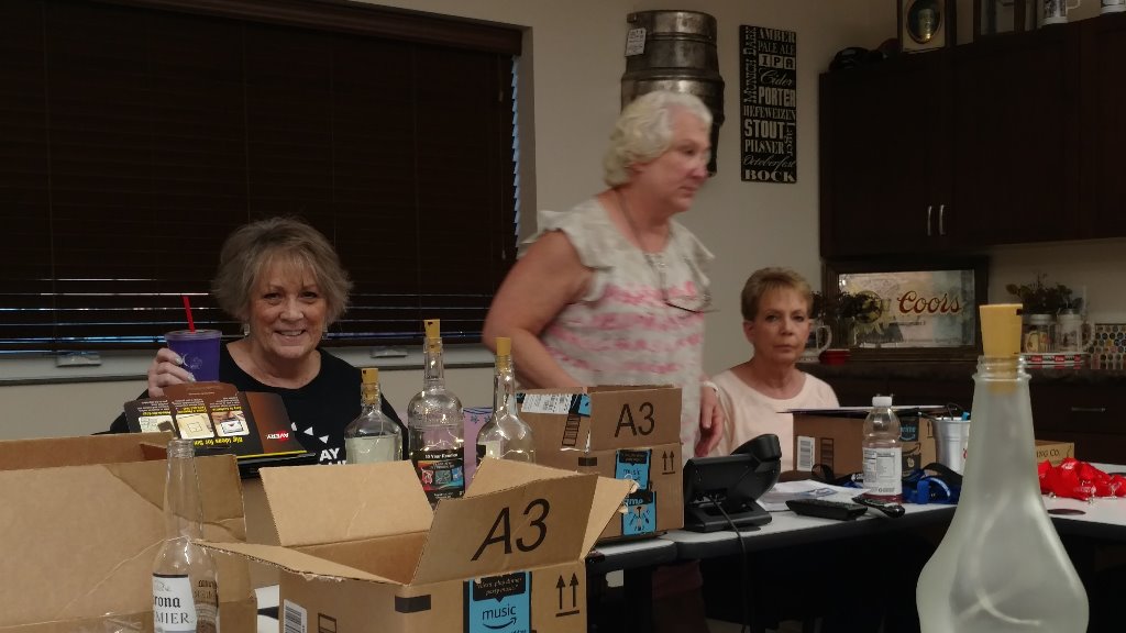 And no...we didnt consume all of the wine for this project!!   p.s. Nancy might have...she looks pretty serious!
   L-R:  Jeri Burns Olsen, Dee Graeber Patterson and Nancy Strasheim Nagel